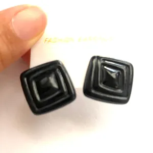 Black Squares Stud - Kooky Deadstock Earrings *Final Sale