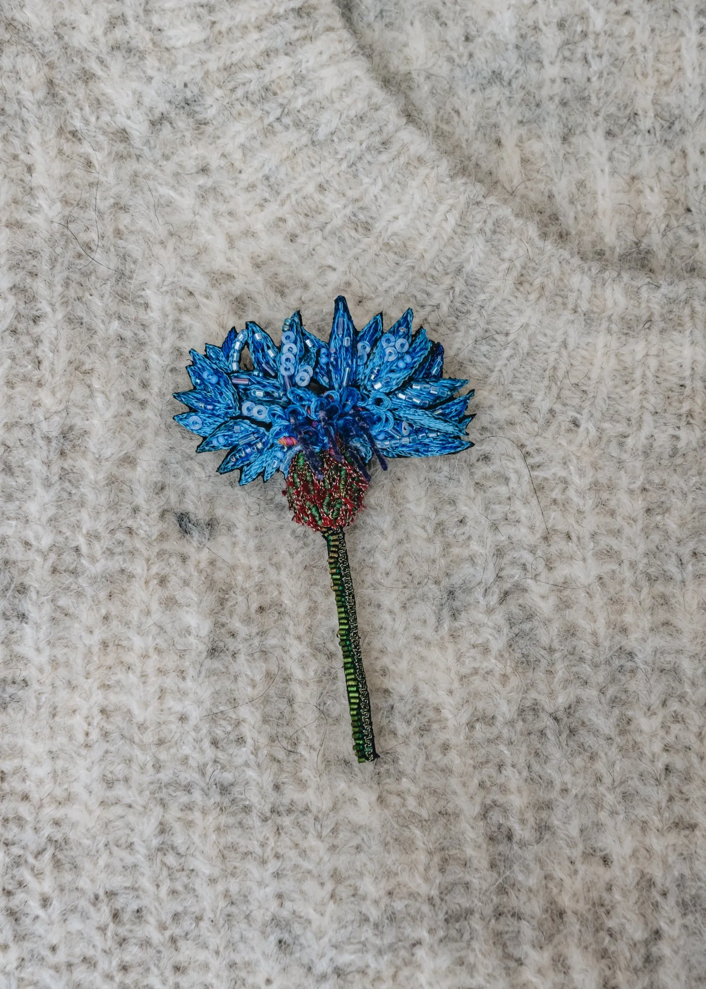 Blue Cornflower Brooch