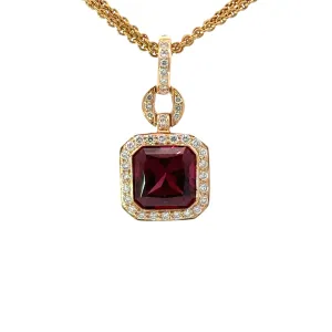 Buchwald 18ct rose gold pink rhodolite diamond and amethyst necklace