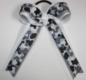 Camouflage White Grey Ponytail Bow