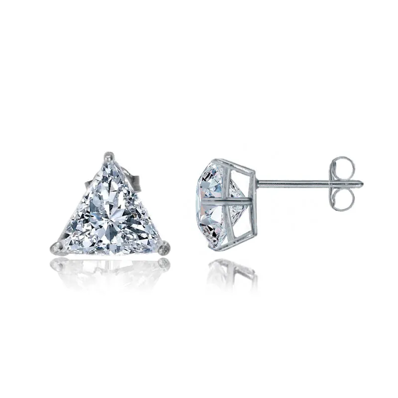 Cannes 4ctw Lab Created Trillion Triangle Stud Earrings