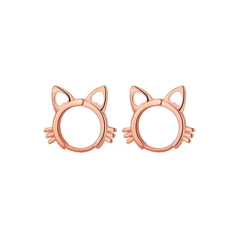 Cats On Silver Hoop Earrings