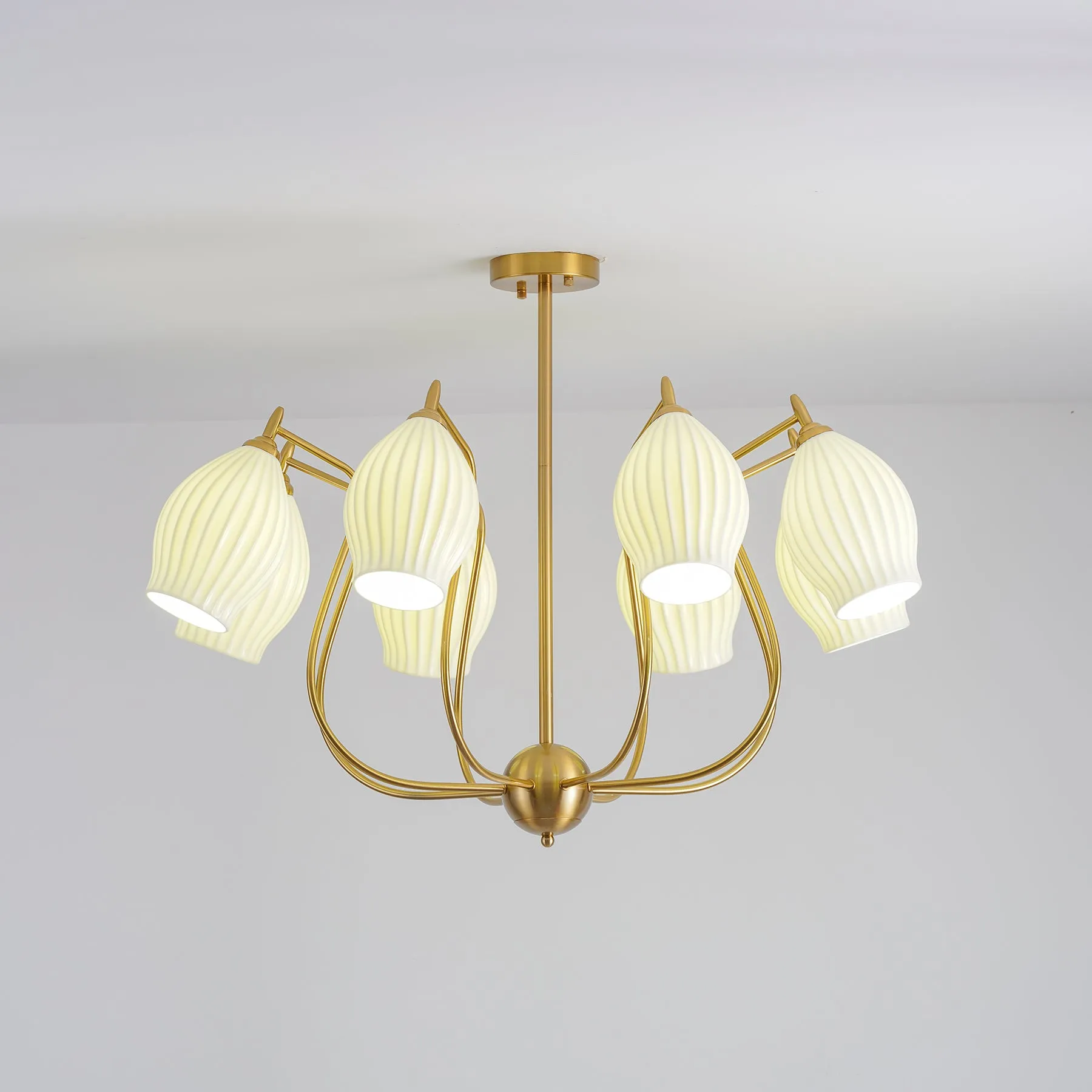 Ceramic Ribbed Chandelier