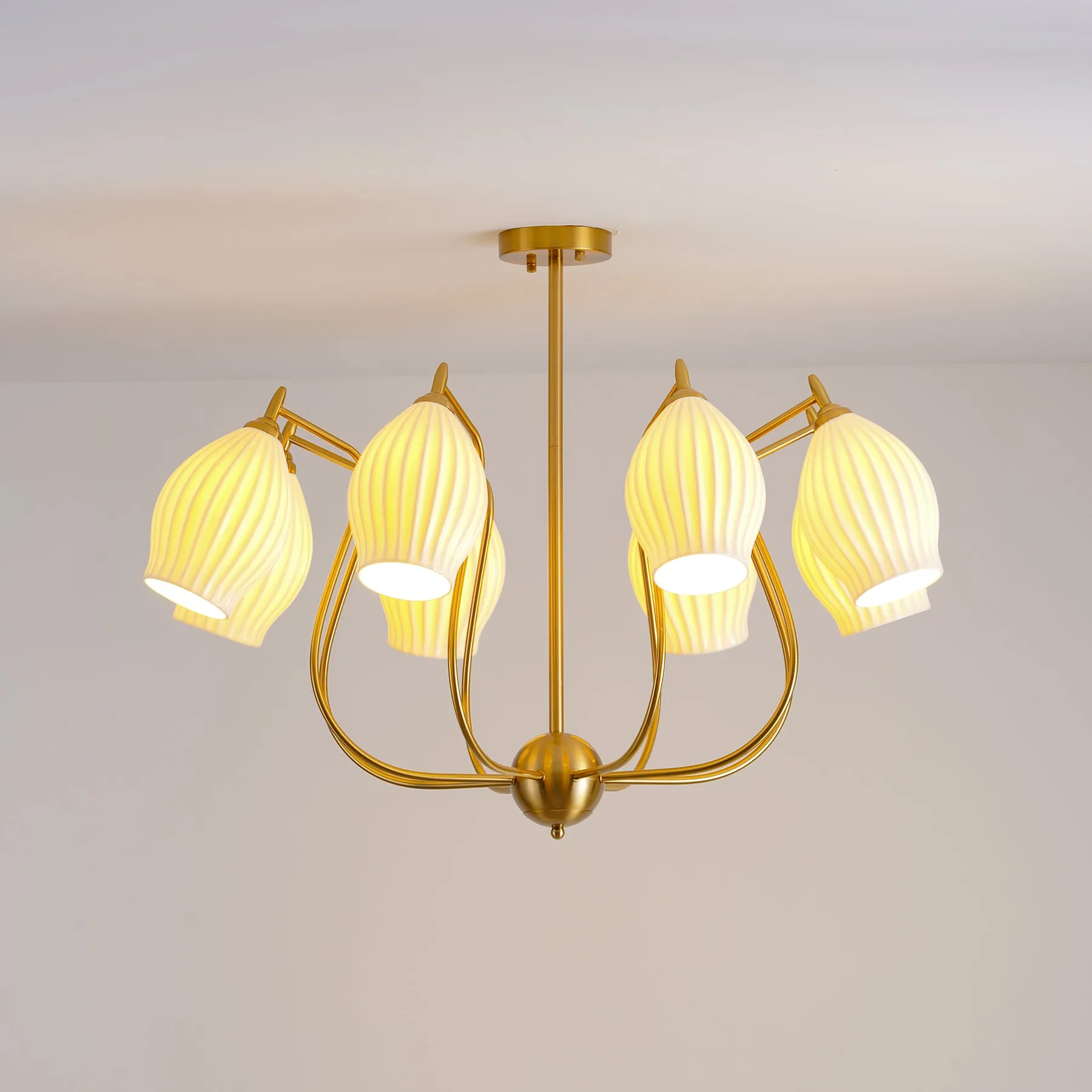 Ceramic Ribbed Chandelier