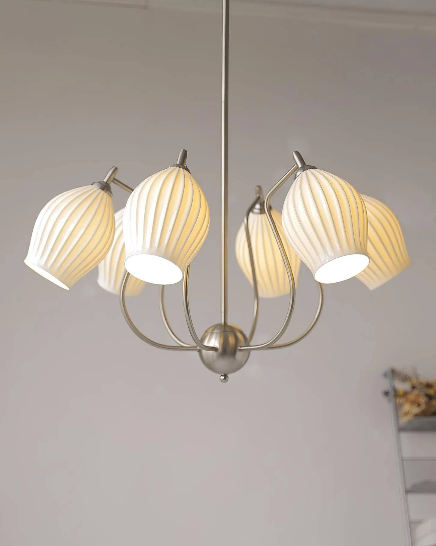 Ceramic Ribbed Chandelier