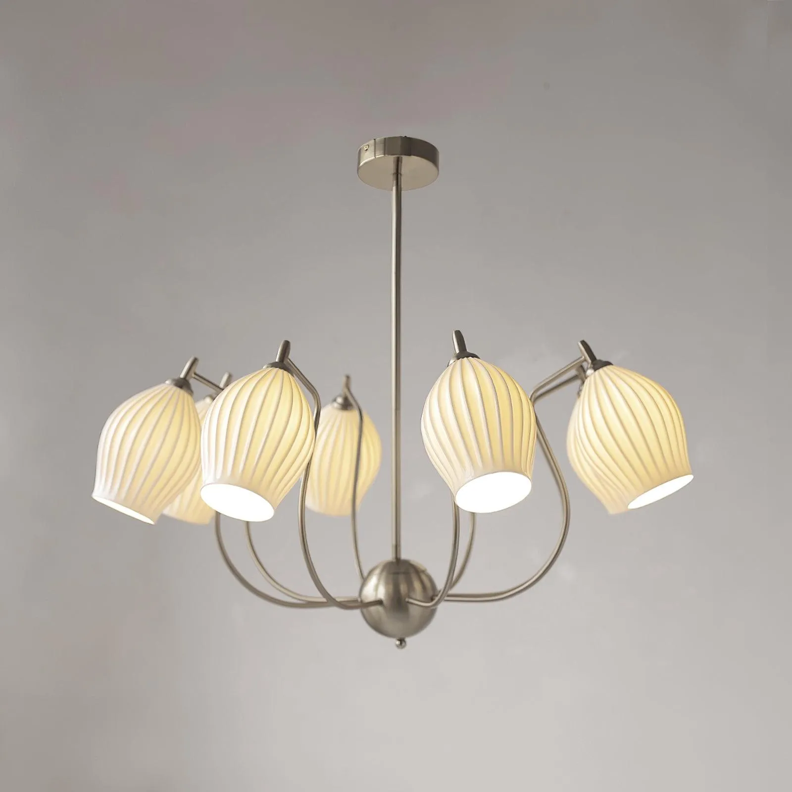 Ceramic Ribbed Chandelier