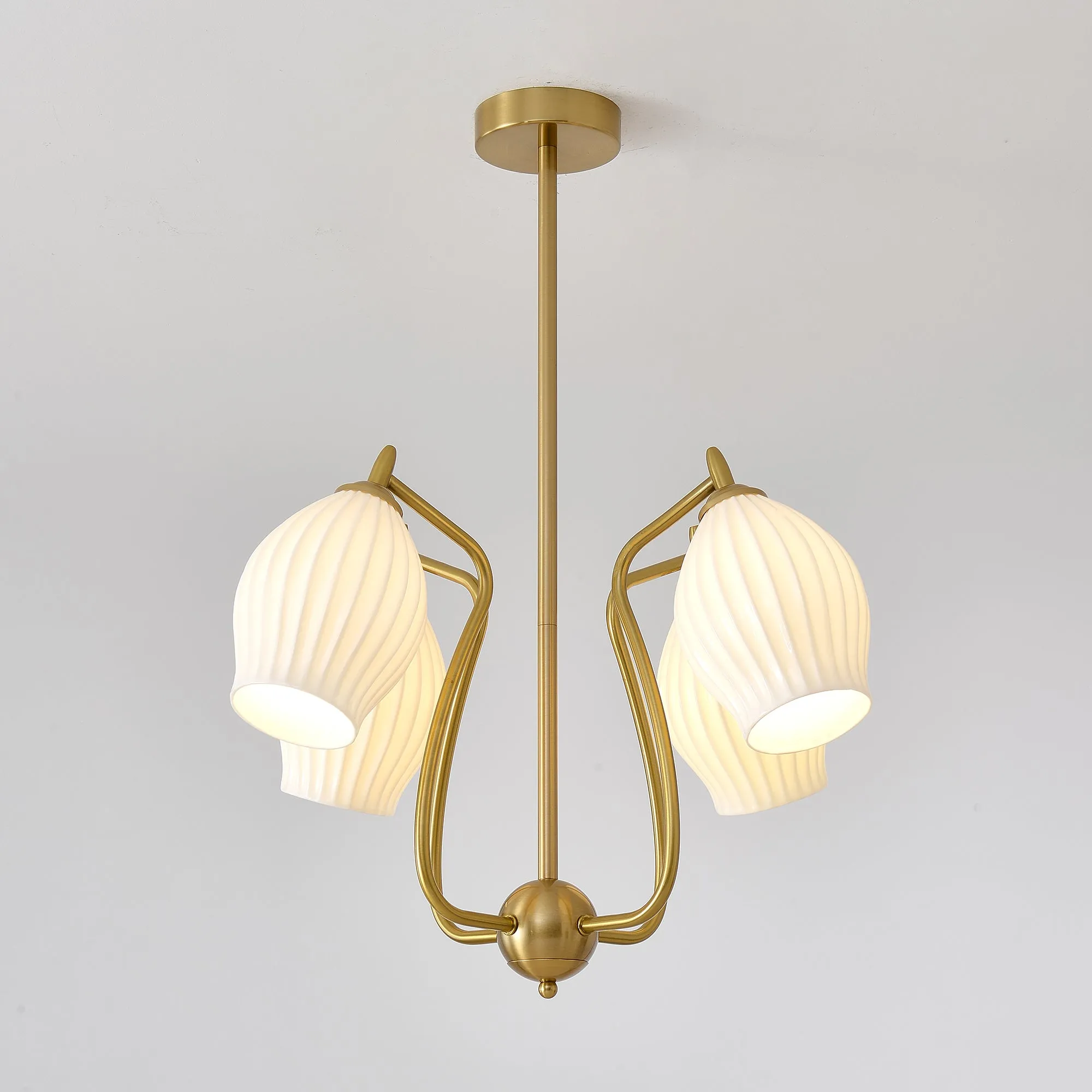 Ceramic Ribbed Chandelier