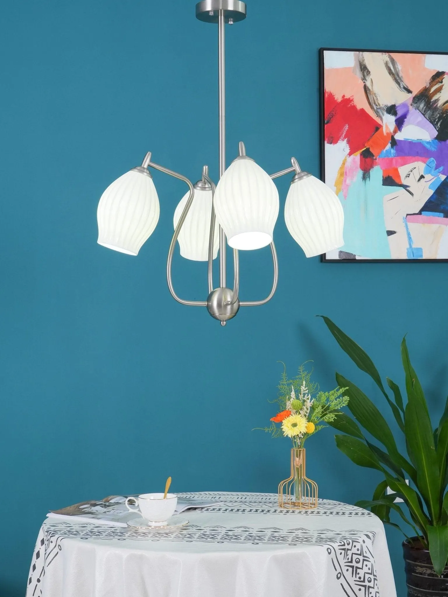 Ceramic Ribbed Chandelier