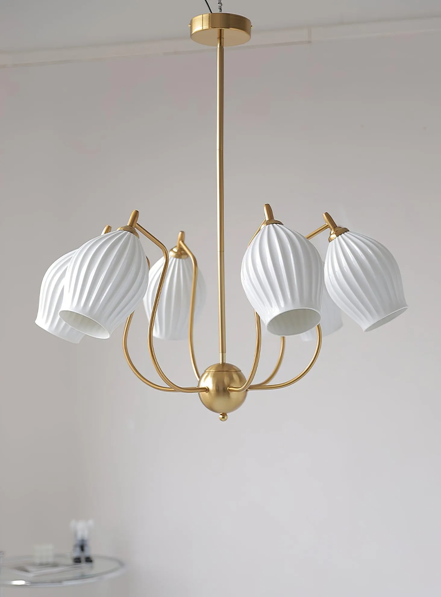 Ceramic Ribbed Chandelier