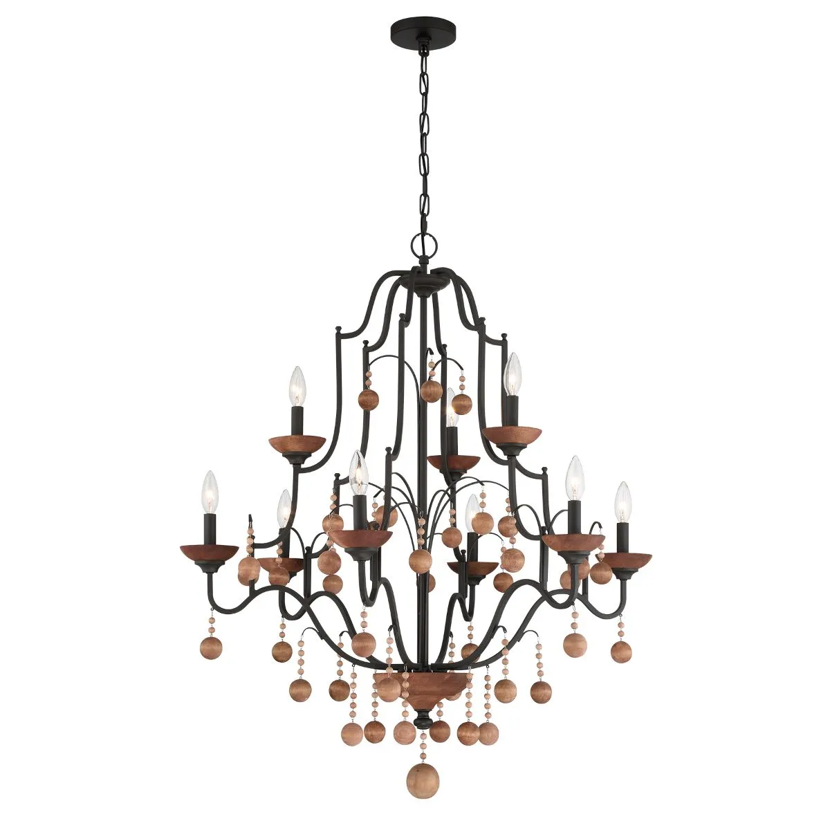 Colonial Charm 33 In. 9 Lights Chandelier Old Bronze Finish