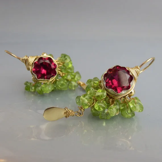 Cubic Zirconia Peridot Goddess Earrings