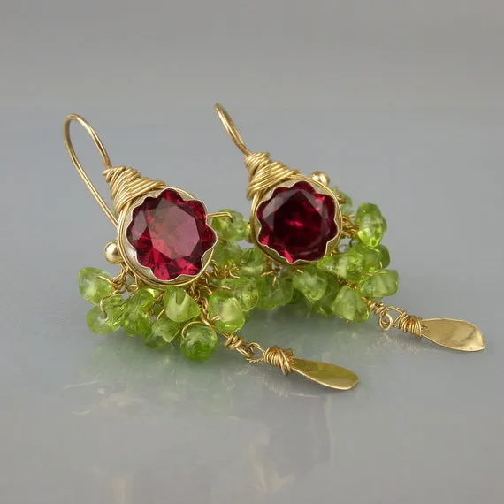 Cubic Zirconia Peridot Goddess Earrings