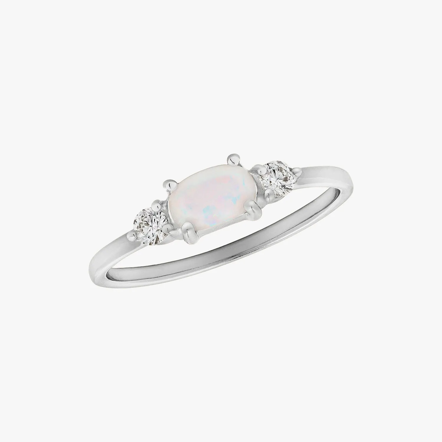 Deco Opal CZ Ring Silver