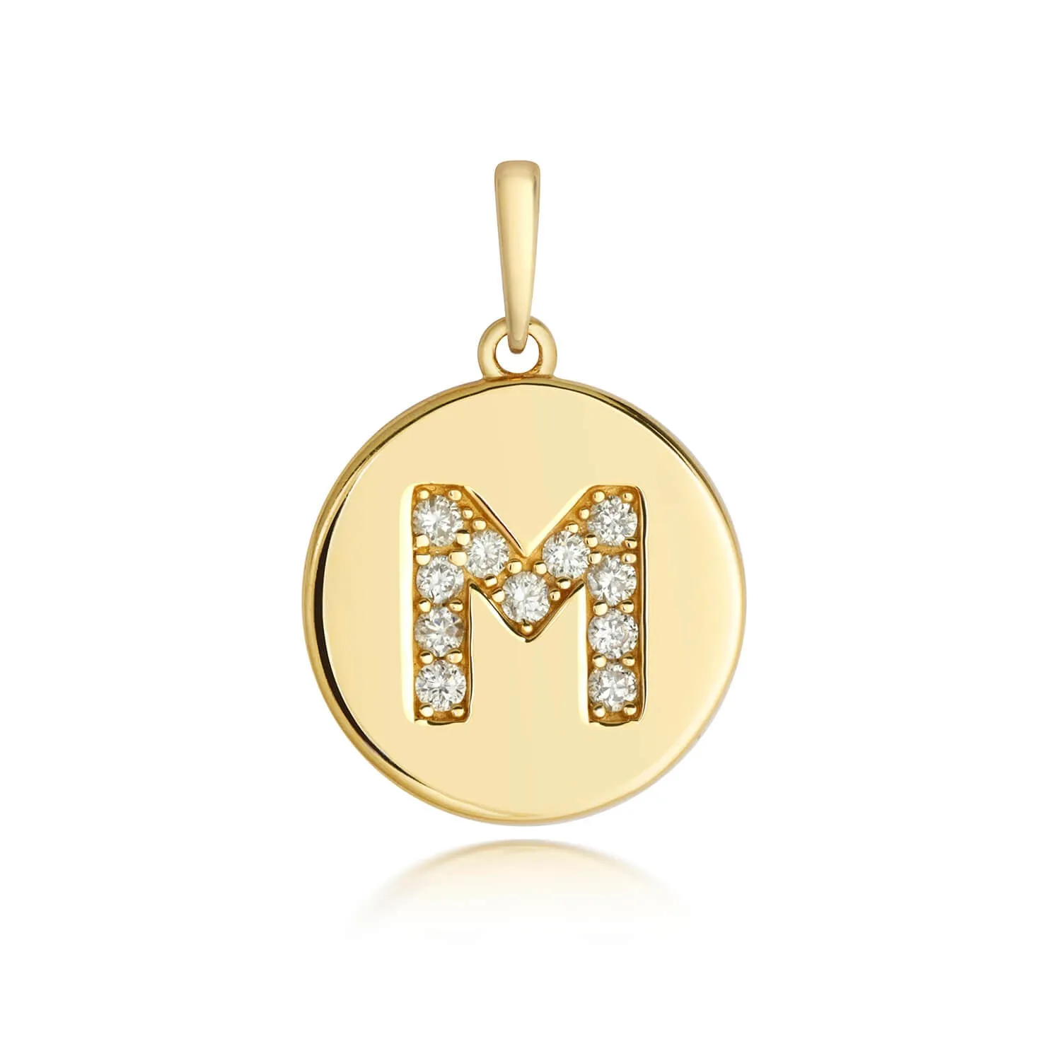 Diamond Initial Necklace | Solid Gold Disc | A to Z