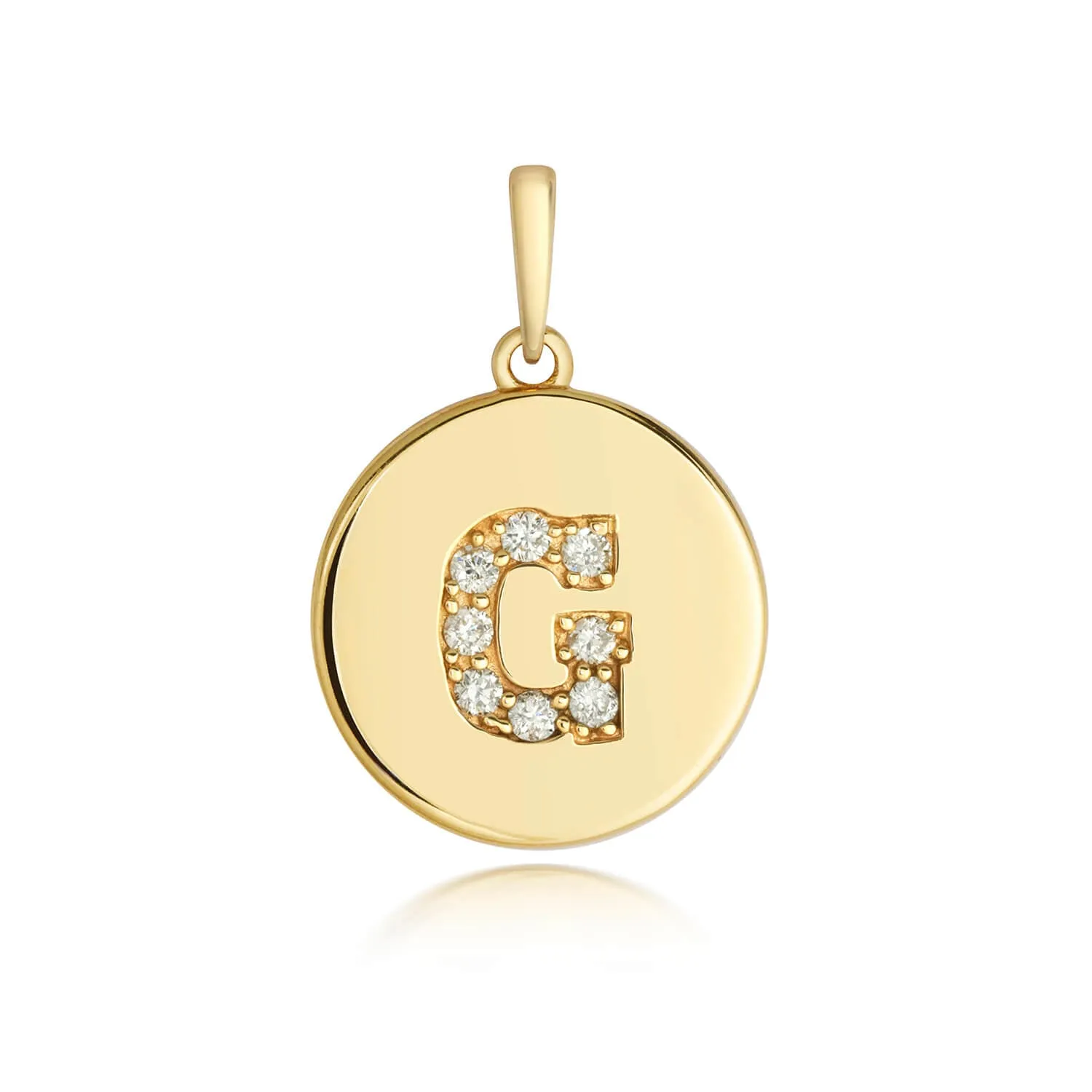 Diamond Initial Necklace | Solid Gold Disc | A to Z