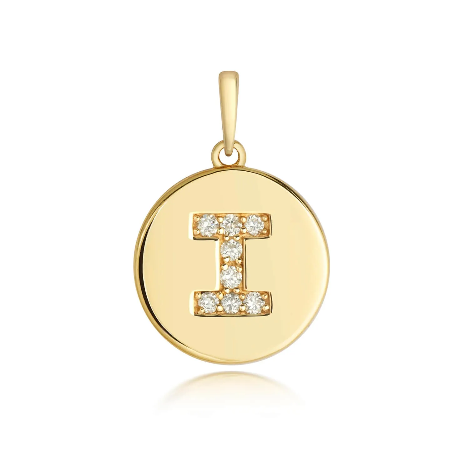 Diamond Initial Necklace | Solid Gold Disc | A to Z