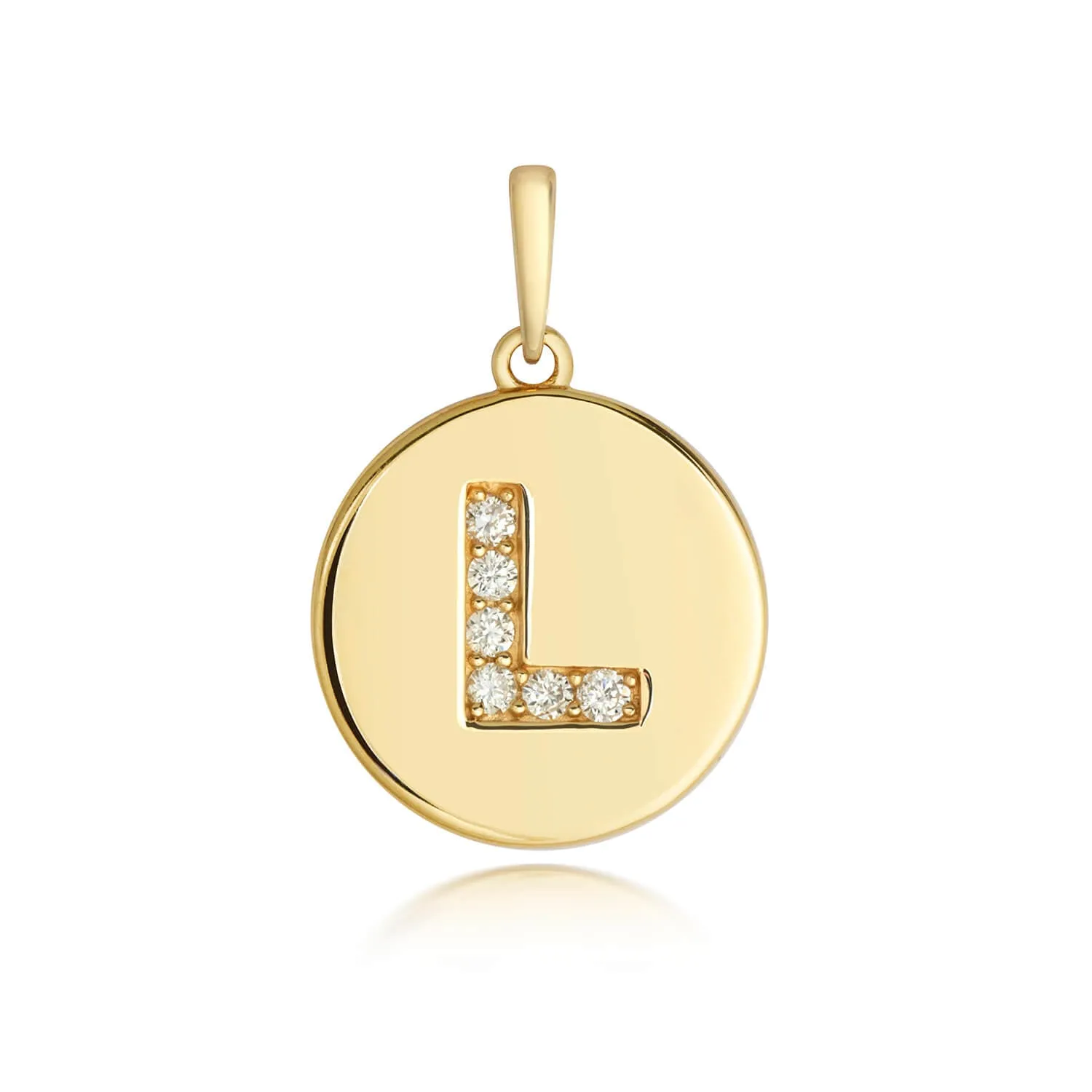 Diamond Initial Necklace | Solid Gold Disc | A to Z