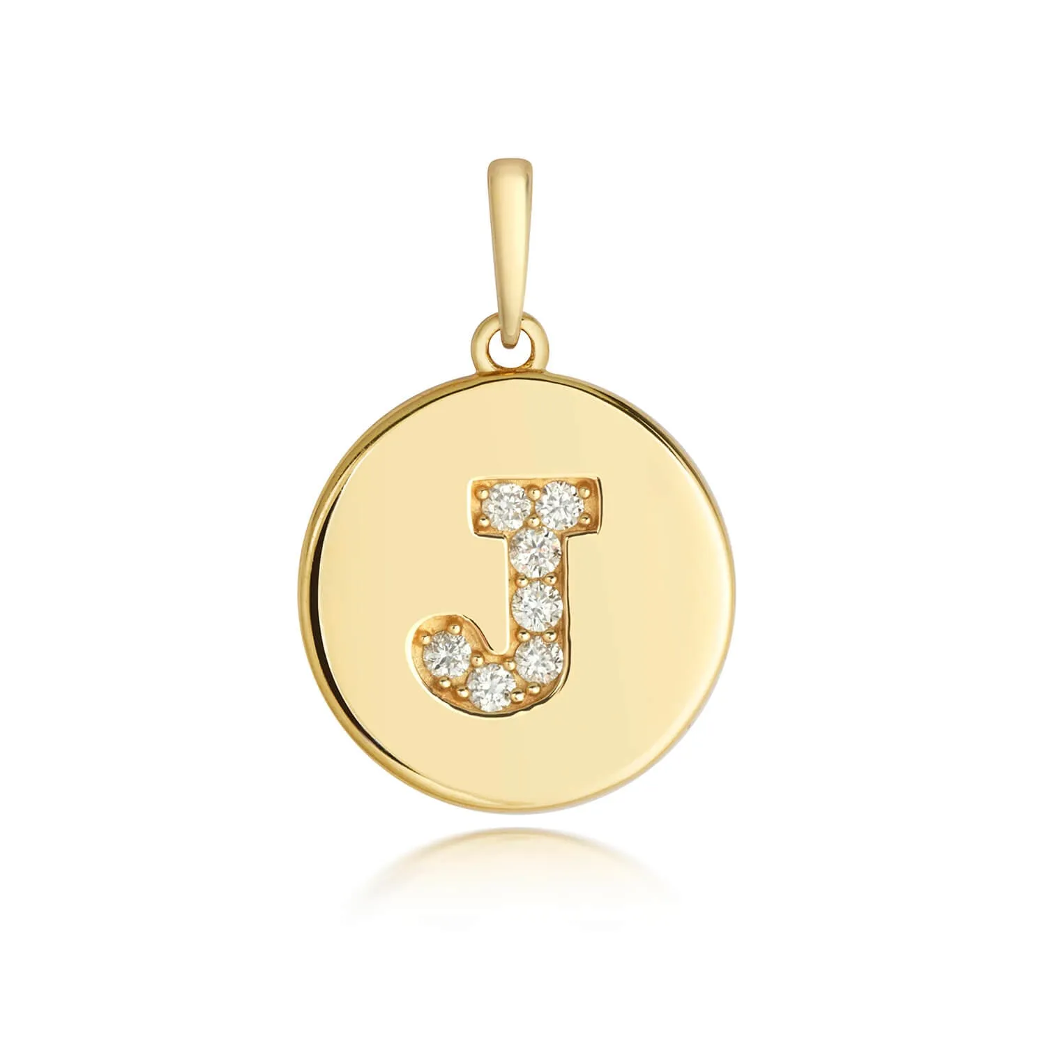 Diamond Initial Necklace | Solid Gold Disc | A to Z