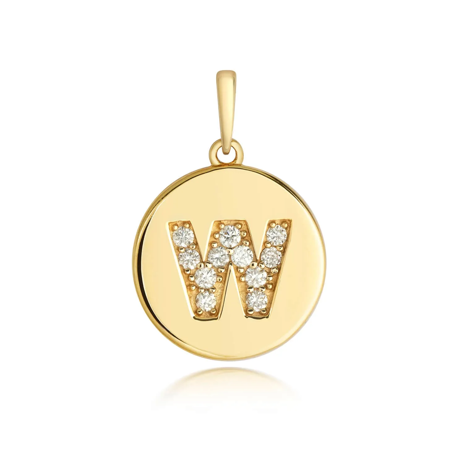 Diamond Initial Necklace | Solid Gold Disc | A to Z