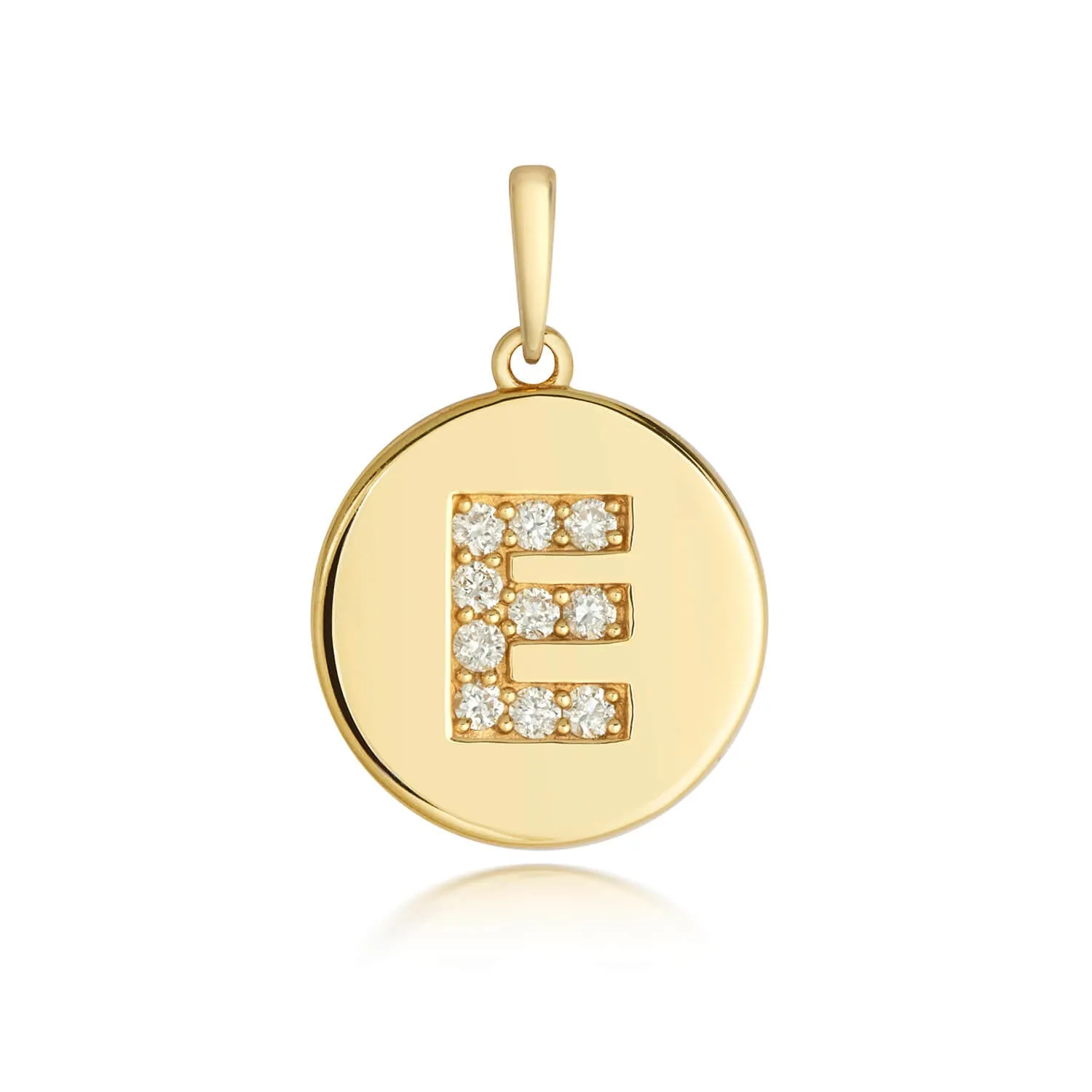 Diamond Initial Necklace | Solid Gold Disc | A to Z