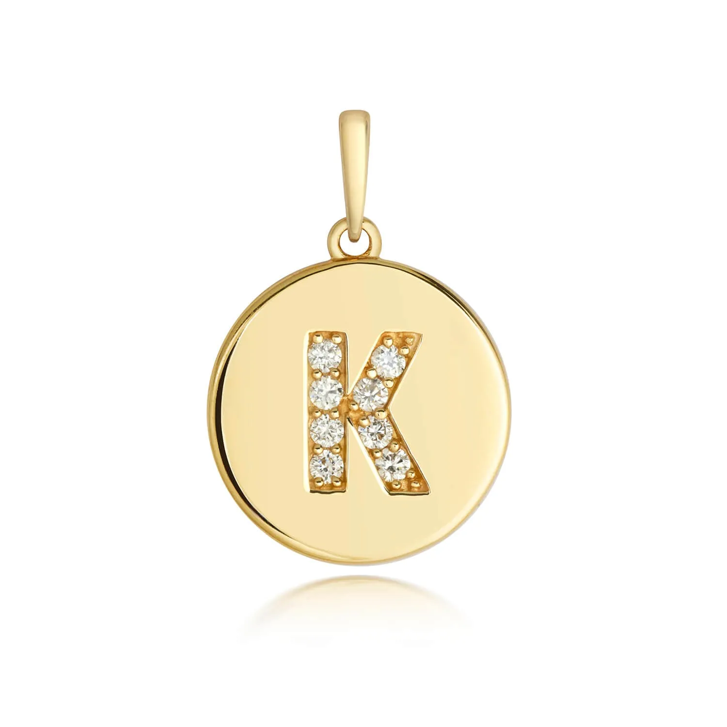 Diamond Initial Necklace | Solid Gold Disc | A to Z