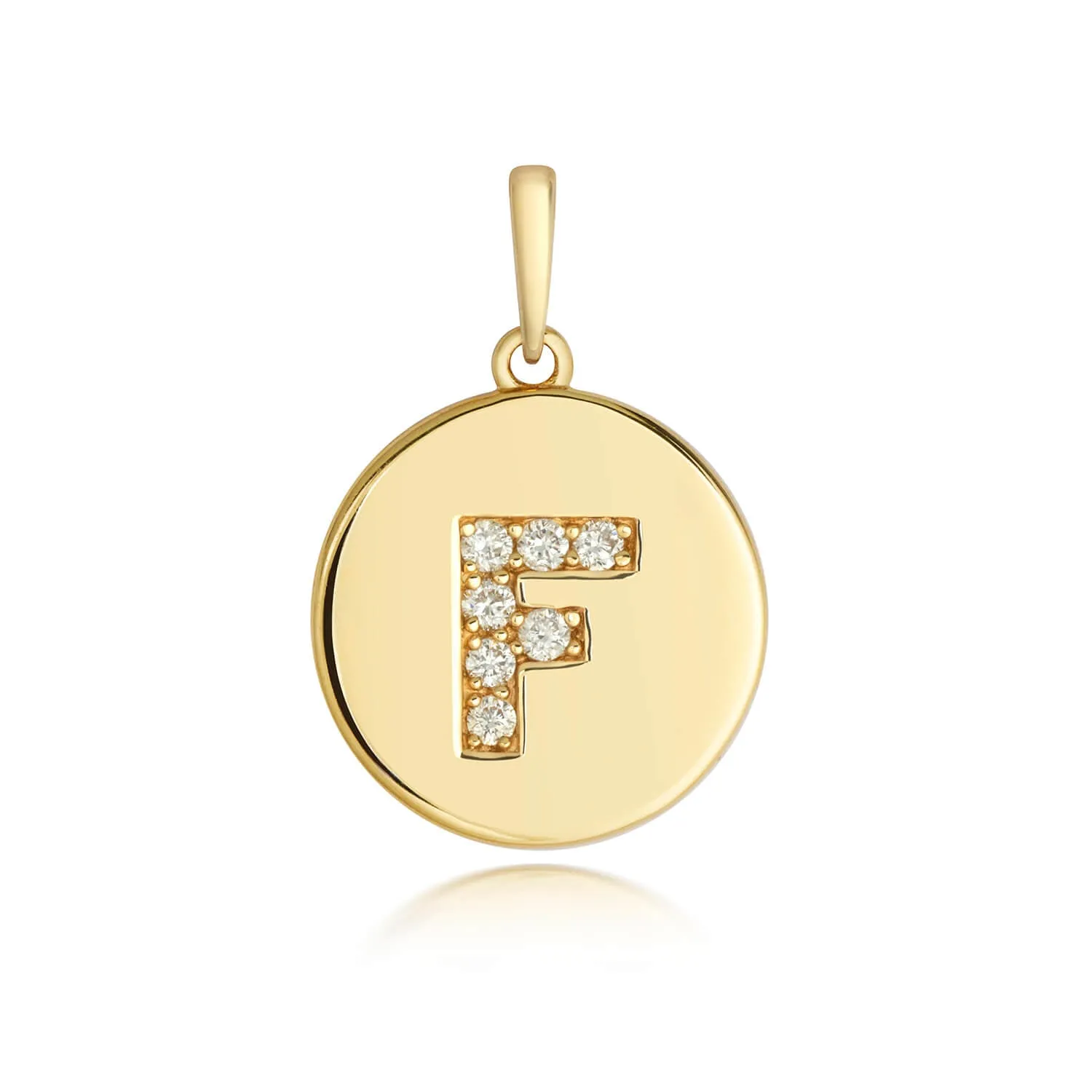 Diamond Initial Necklace | Solid Gold Disc | A to Z