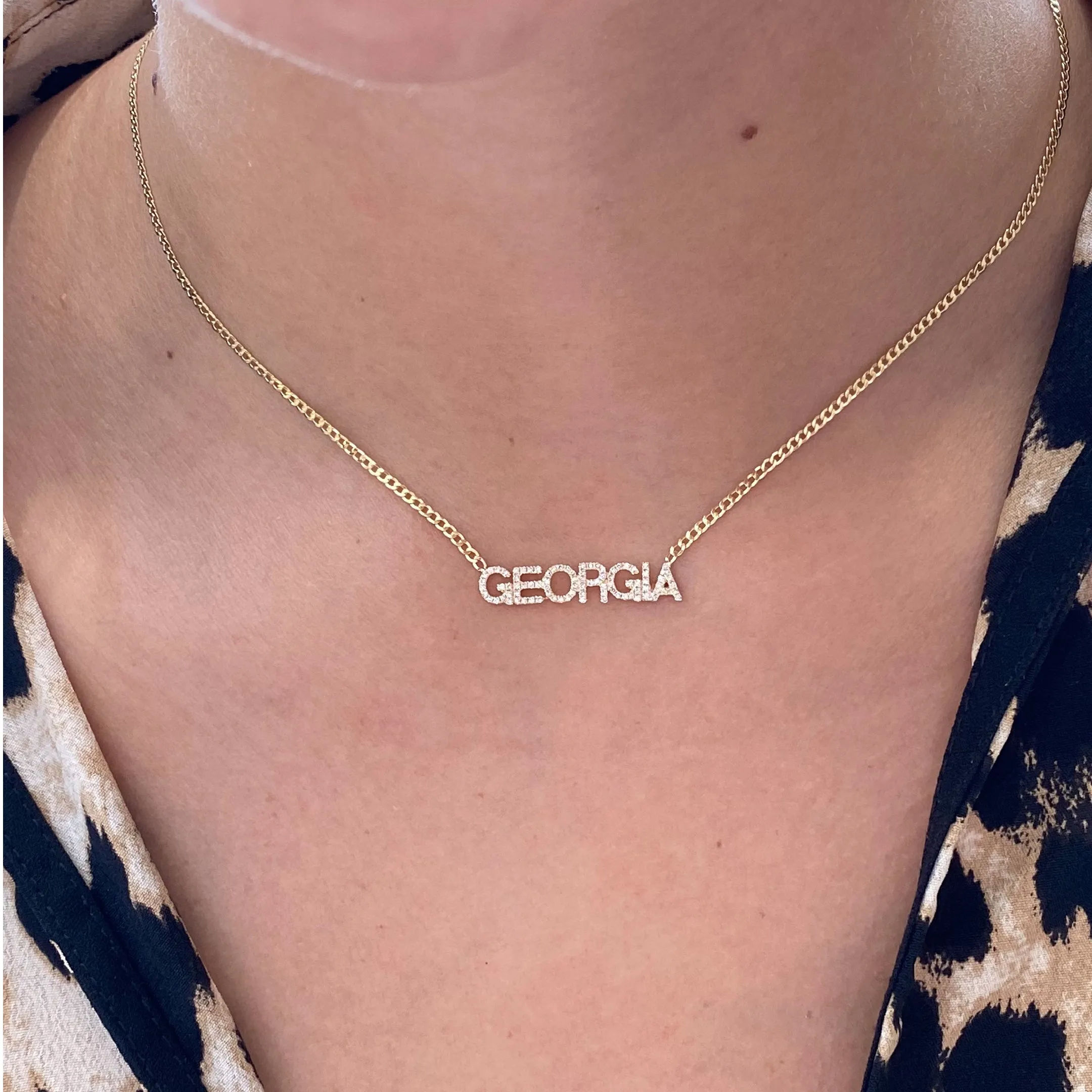 Diamond Name Curb Chain Necklace