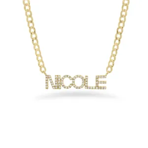 Diamond Name Curb Chain Necklace