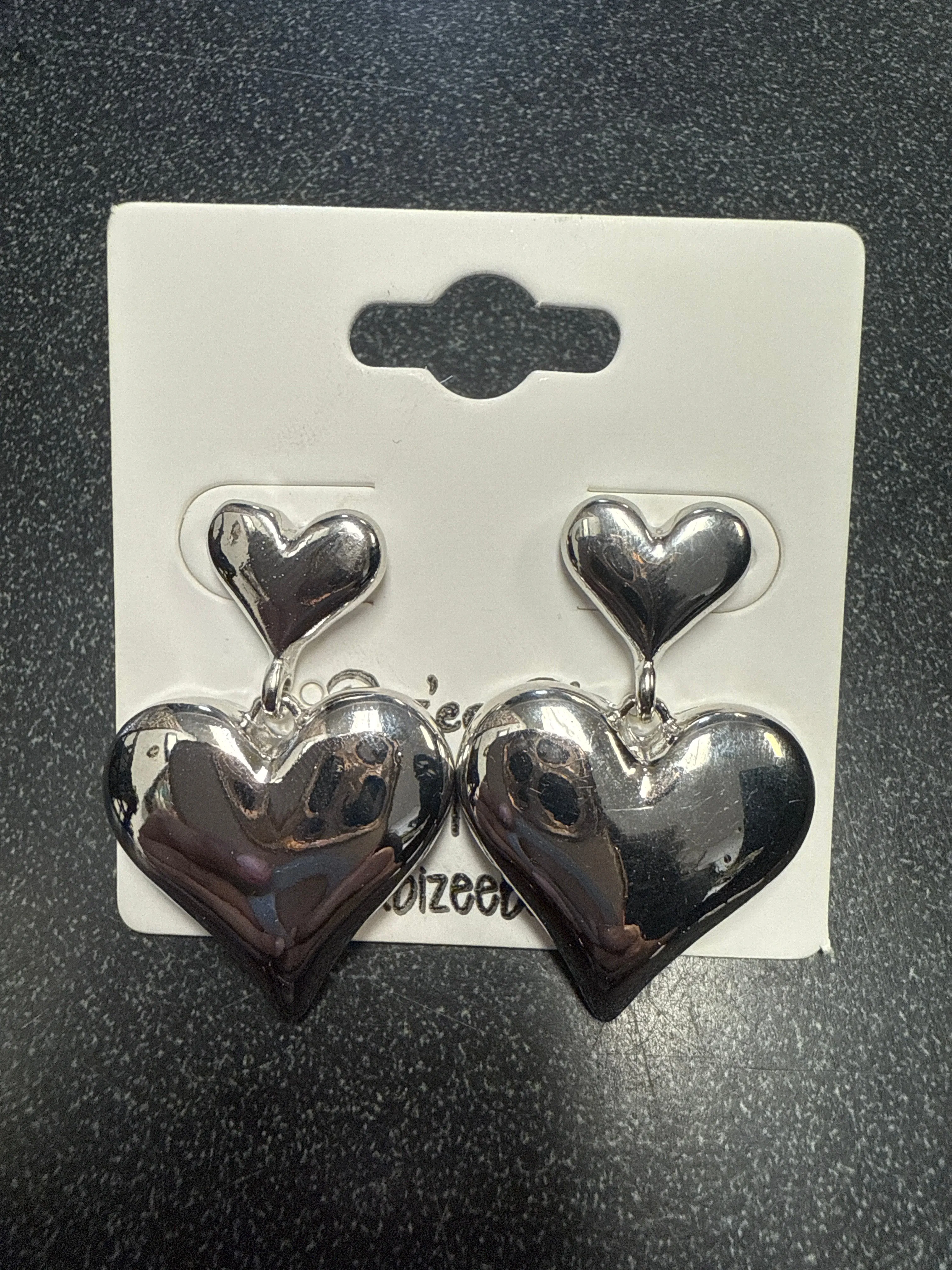 Double Heart Dangle Earrings