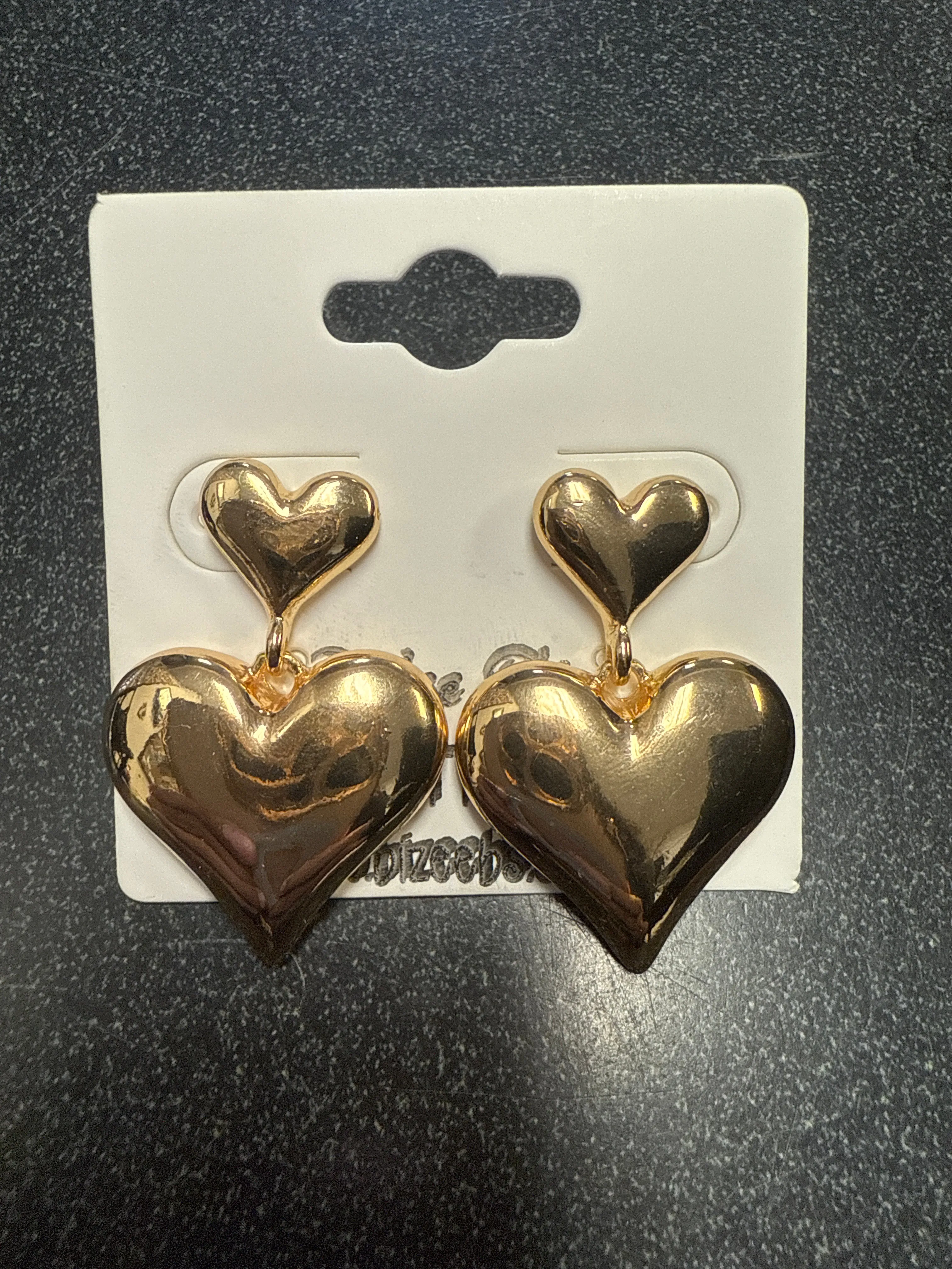 Double Heart Dangle Earrings