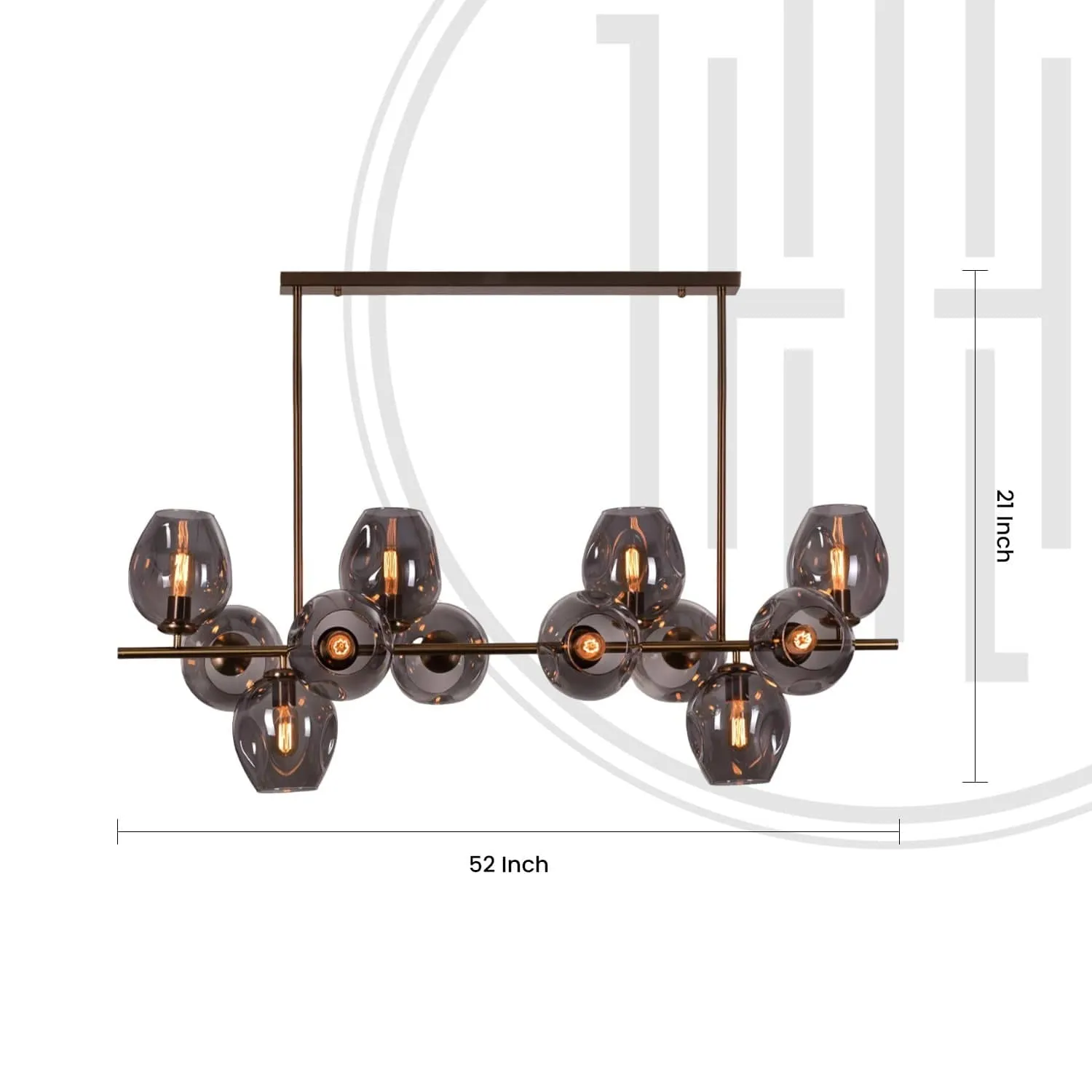 Efivos Exodus Grey Glass 12 Head Chandelier