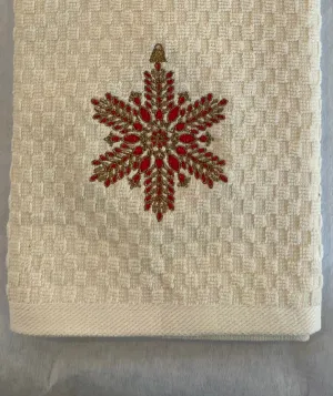 Exquisite Snowflake Embroidered Kitchen Towel