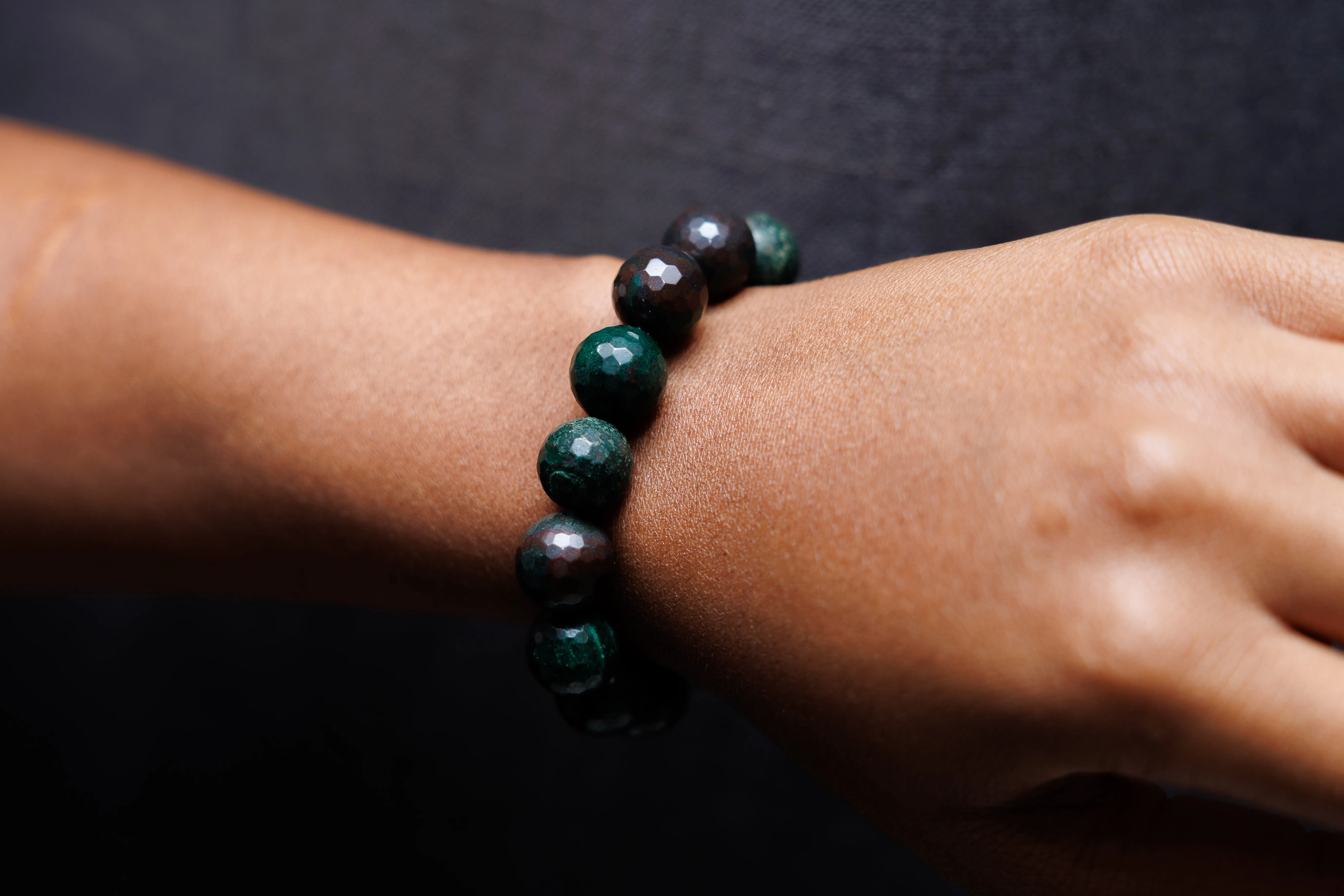 Faceted Bloodstone Natural Gemstone Bracelet