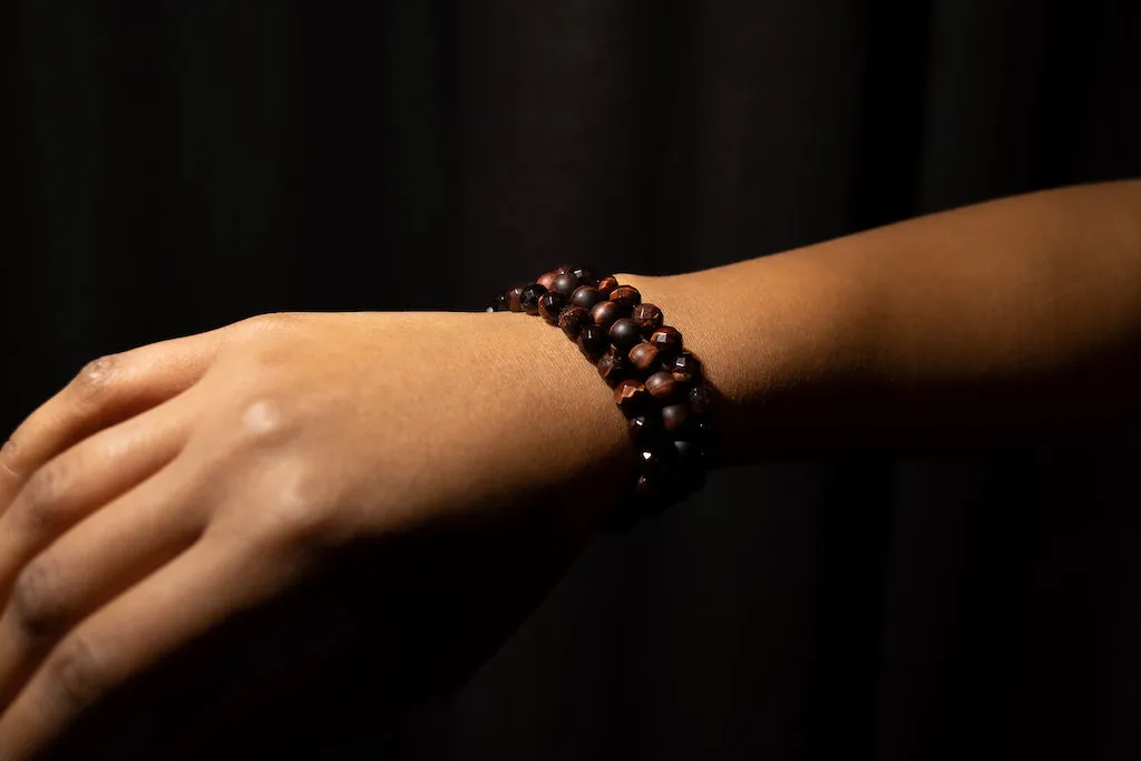 Faceted Red Tigers Eye Natural Gemstone Bracelet