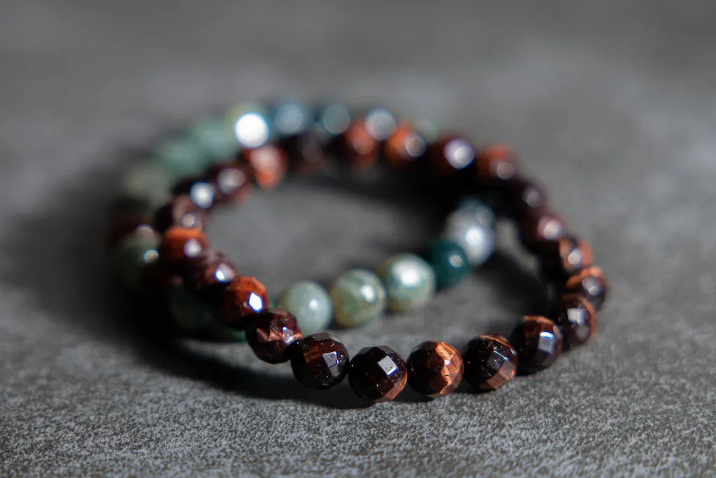 Faceted Red Tigers Eye Natural Gemstone Bracelet