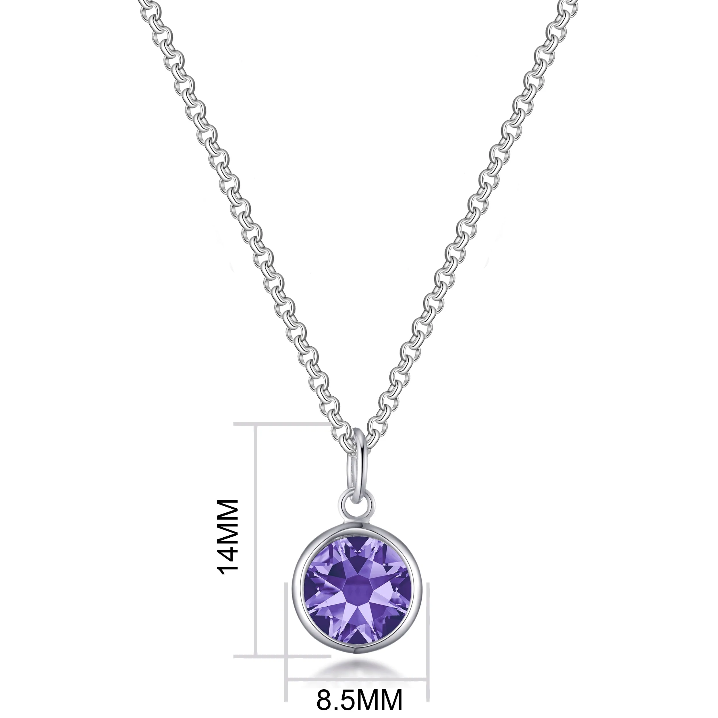 February (Amethyst) Birthstone Necklace with Initial Charm (A to Z) Created with Zircondia® Crystals