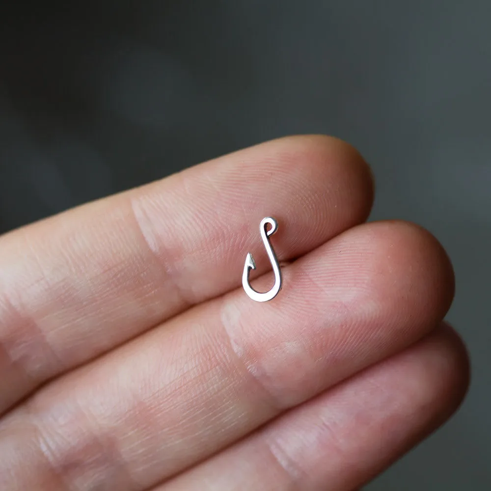 Fish Hook Stud, Single Earring