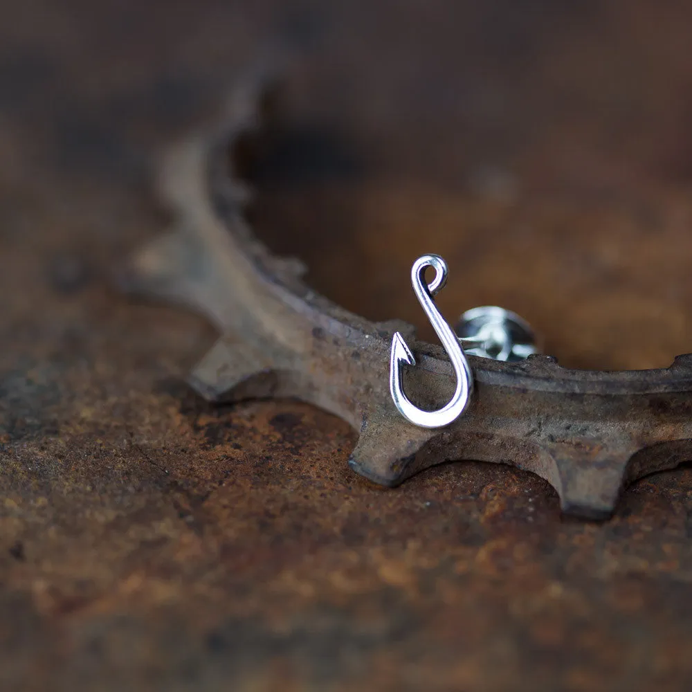 Fish Hook Stud, Single Earring