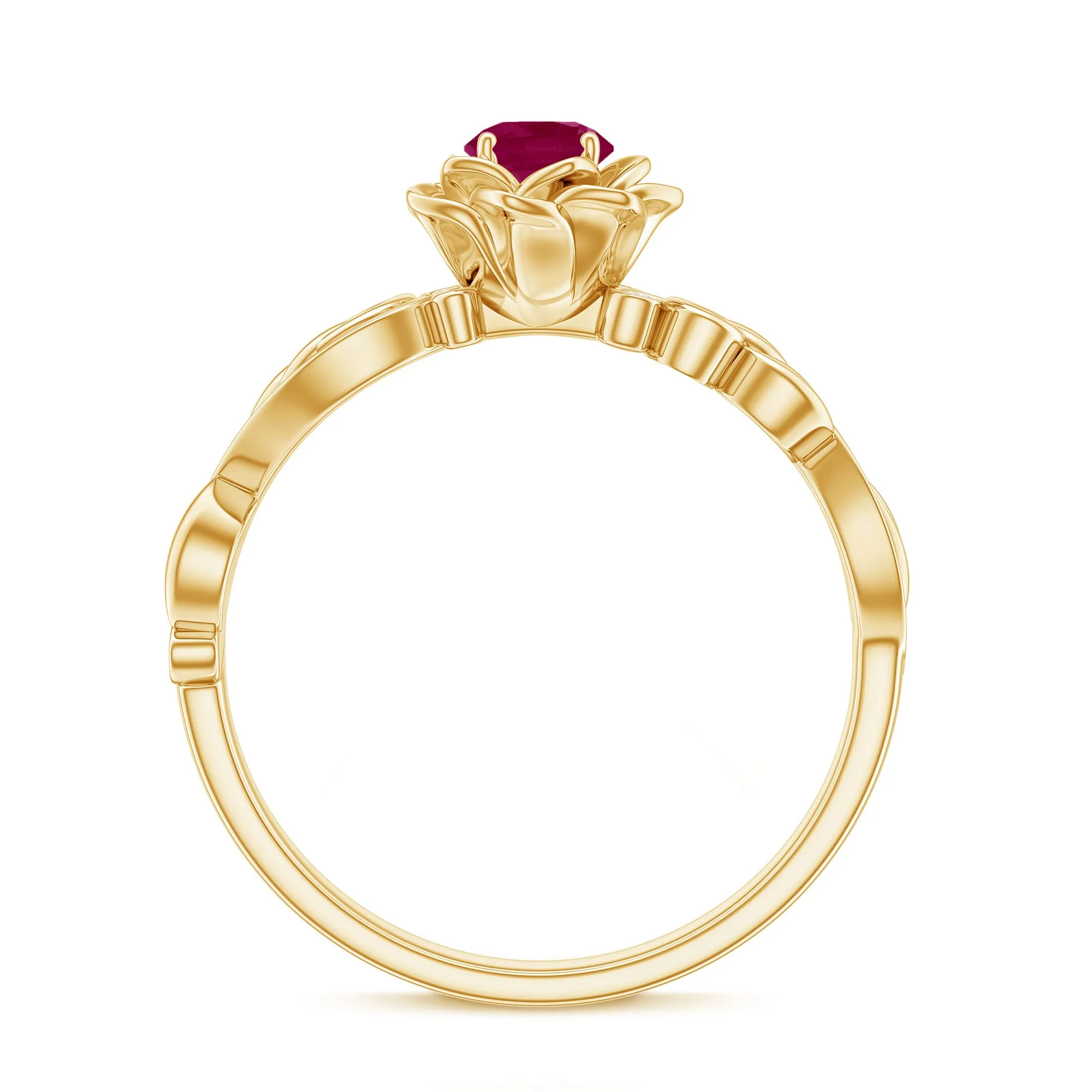 Flower Inspired Ruby and Diamond Engagement Ring