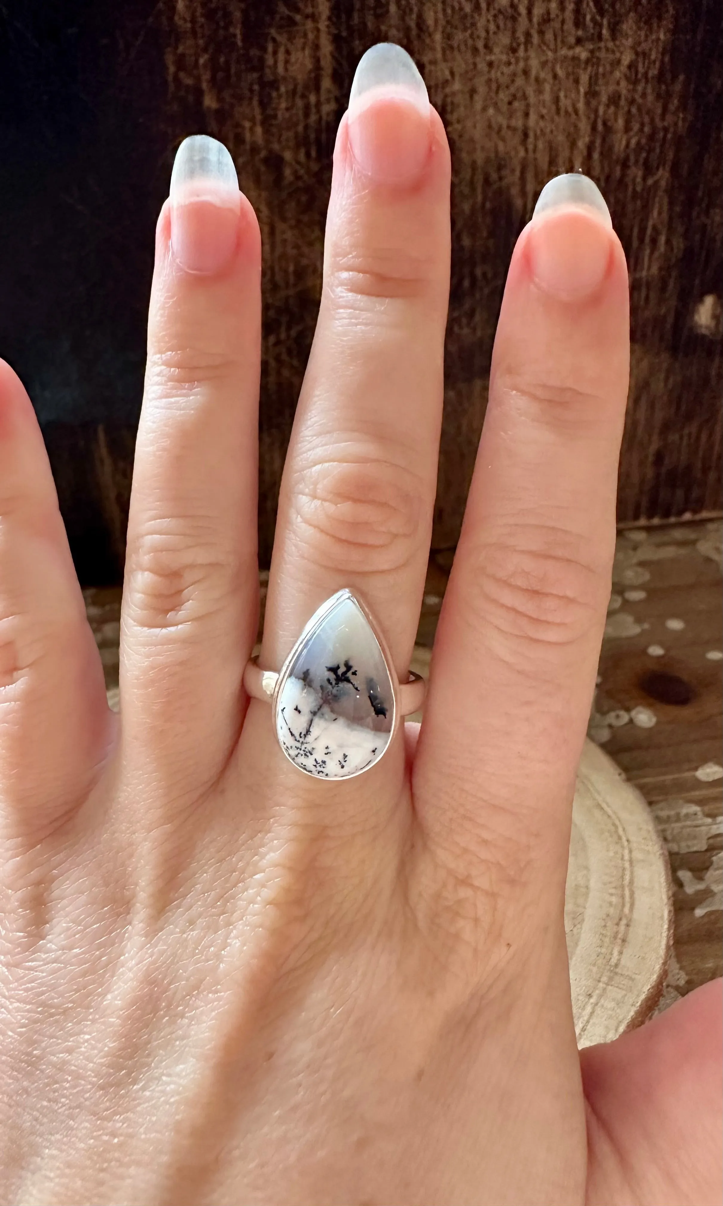 FOREST DENDRITIC OPAL Sterling Silver Ring • Size 8