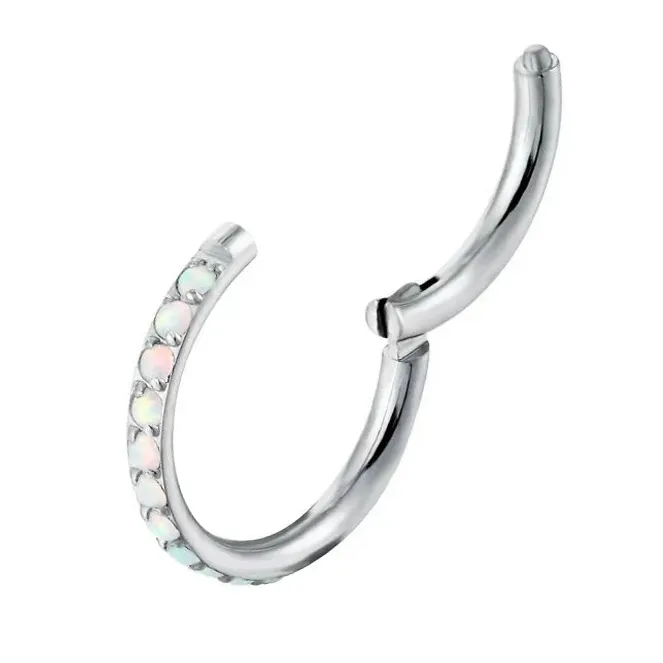 G23 Titanium Paved Opal Rim Hinged Segment Clicker