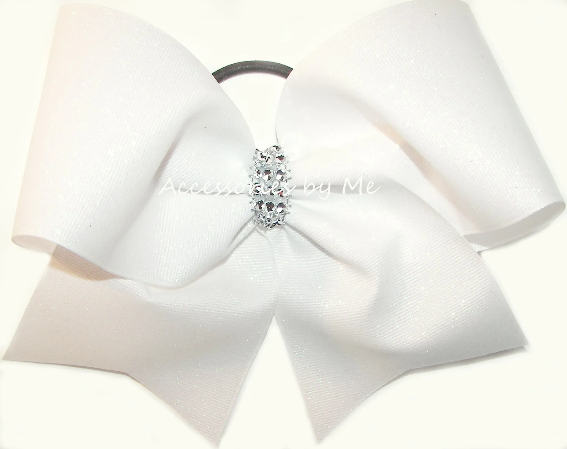 Glitter White Big Cheer Bow