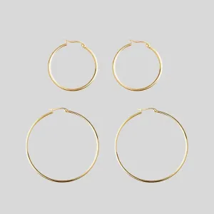 Gold Hoop Earrings - Set of 2