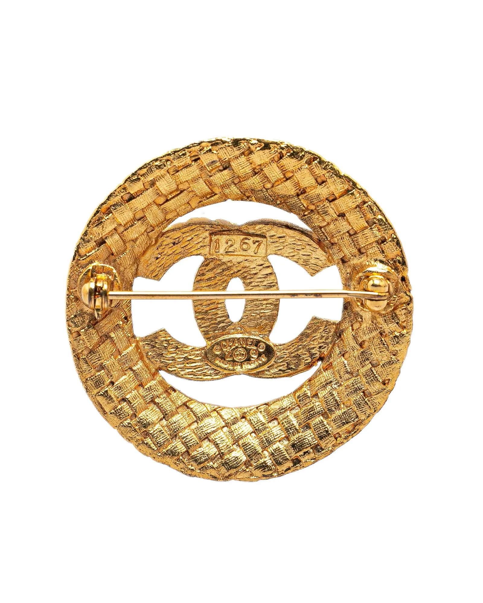 Gold Plated Round Brooch with Pin Closure