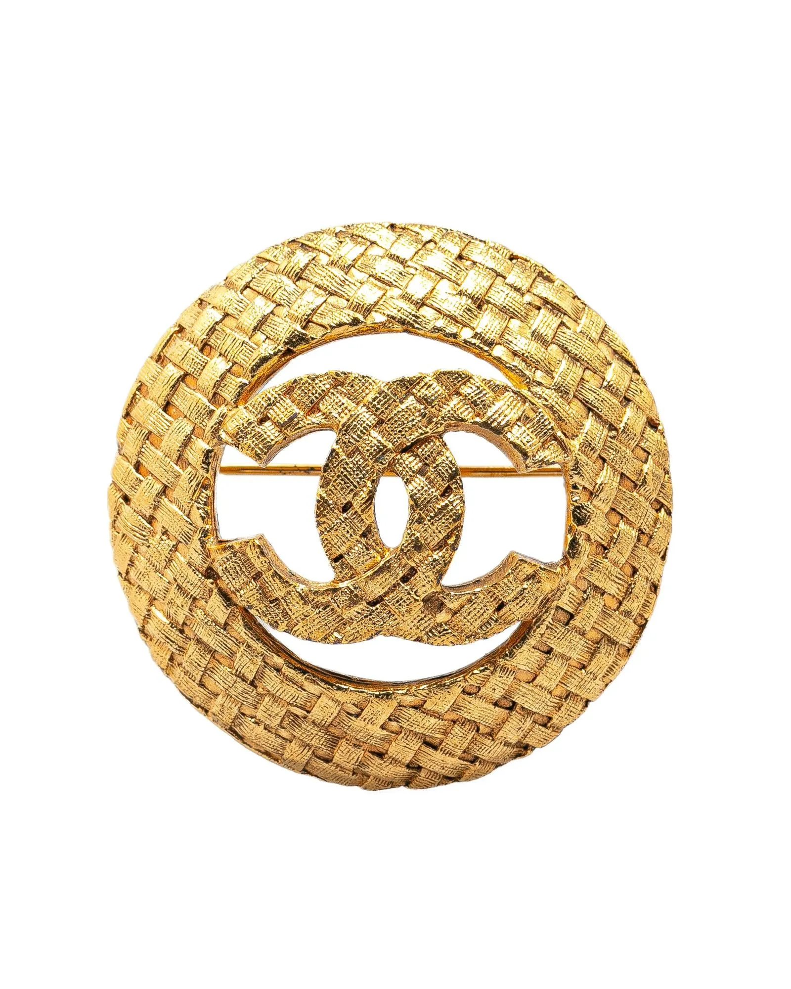 Gold Plated Round Brooch with Pin Closure