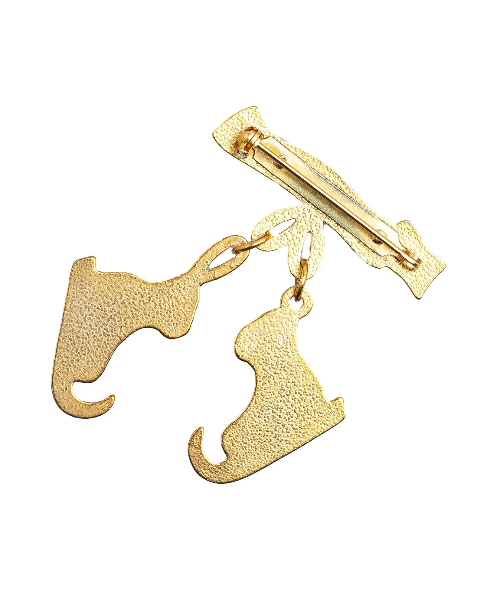 Gold Plated Skate Pin Brooch with Back Pin Closure