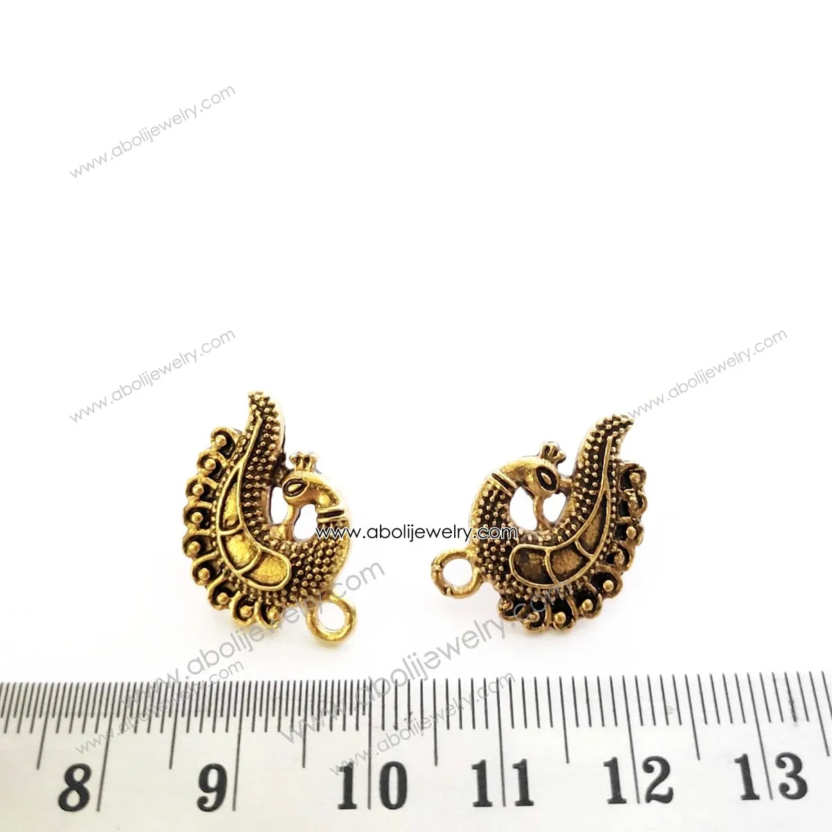 Golden peacock stud components metal earrings findings ESG10