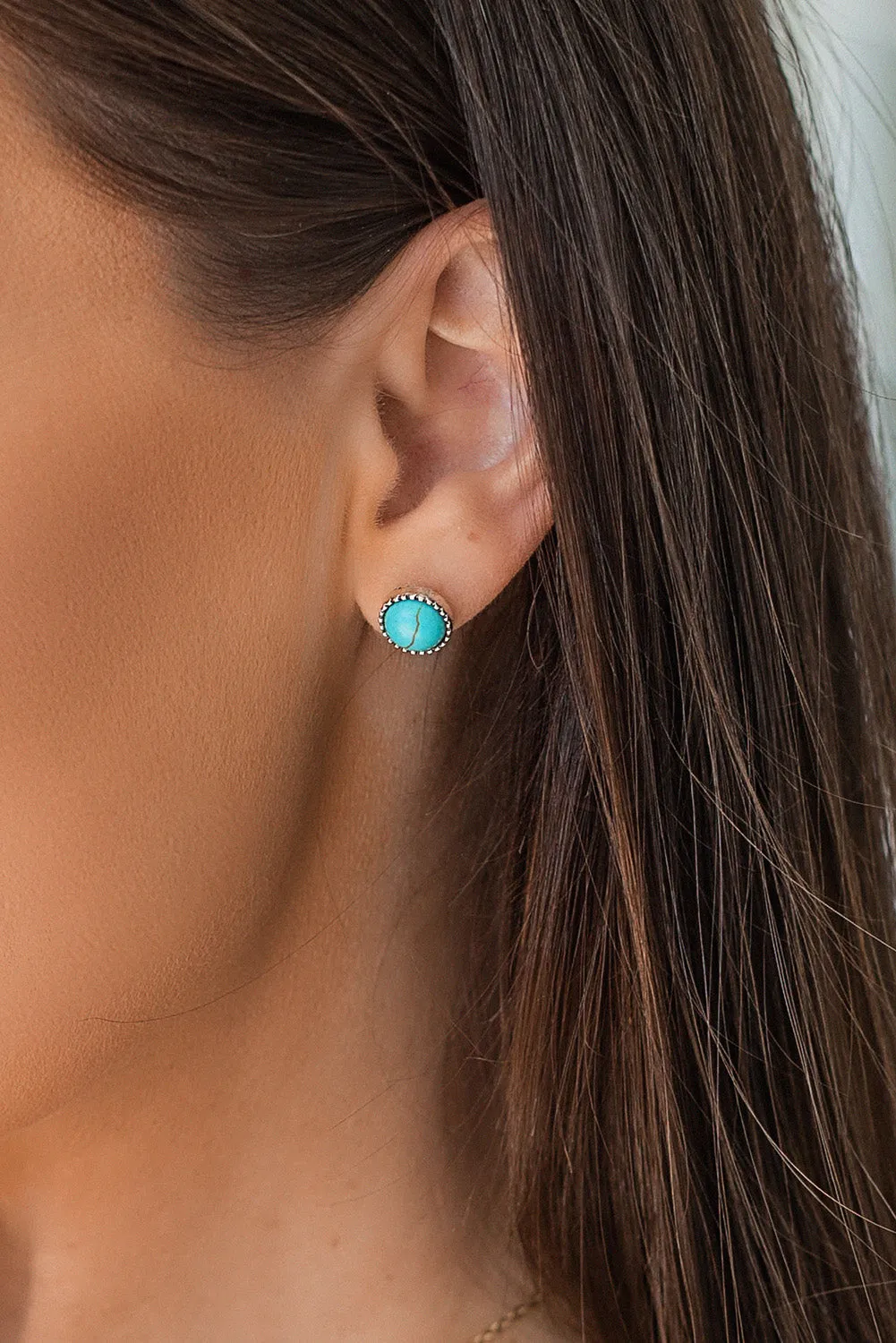 Green Three-piece Turquoise Stud Earrings Set