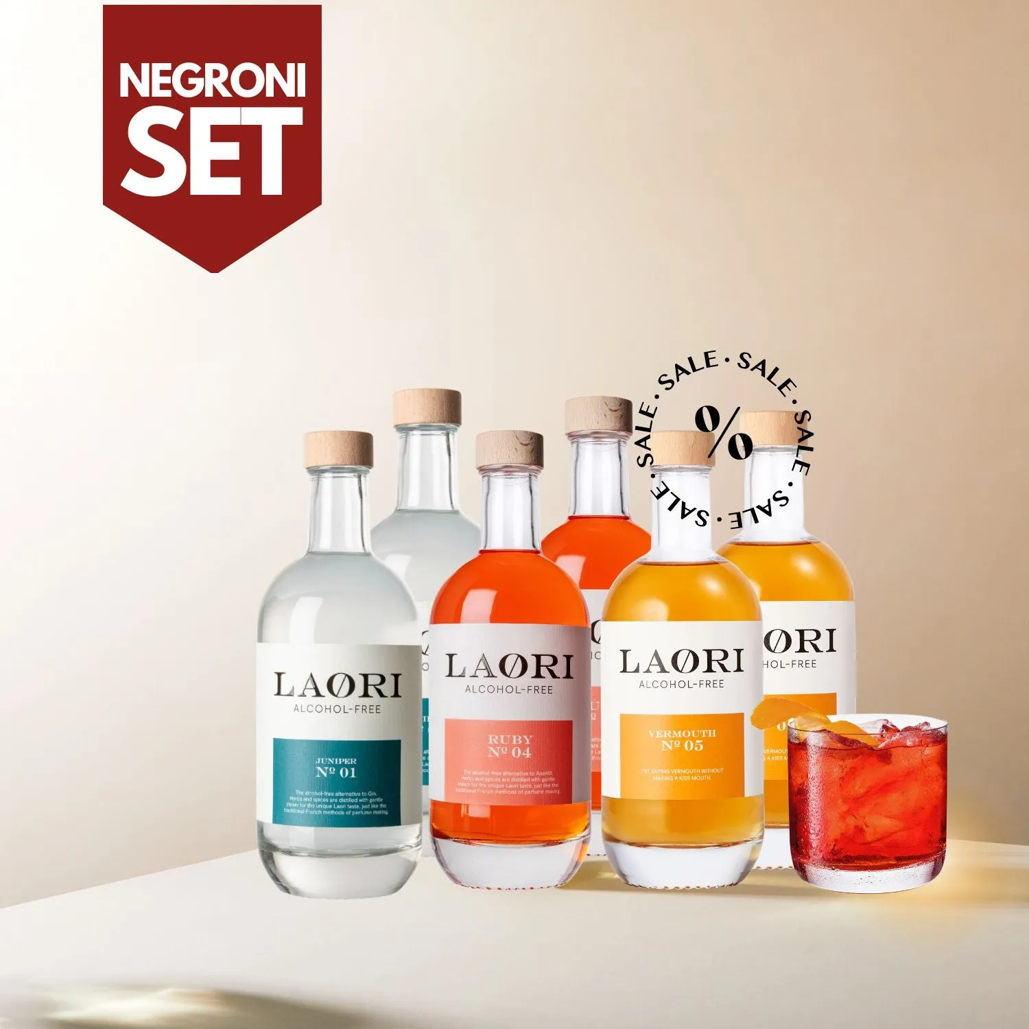 Großes NEGRONI SET MIT RUBY, VERMOUTH, JUNIPER