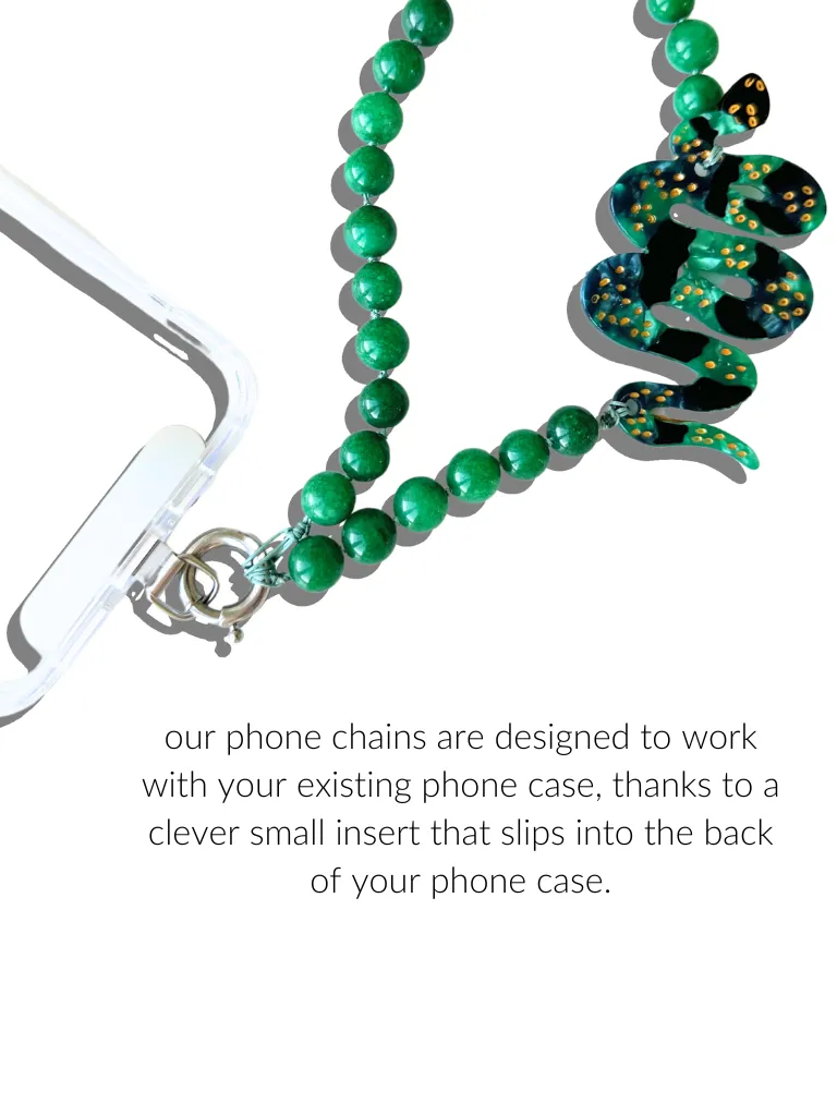 Hand-painted Snake Gemstone Bracelet Phone Chain